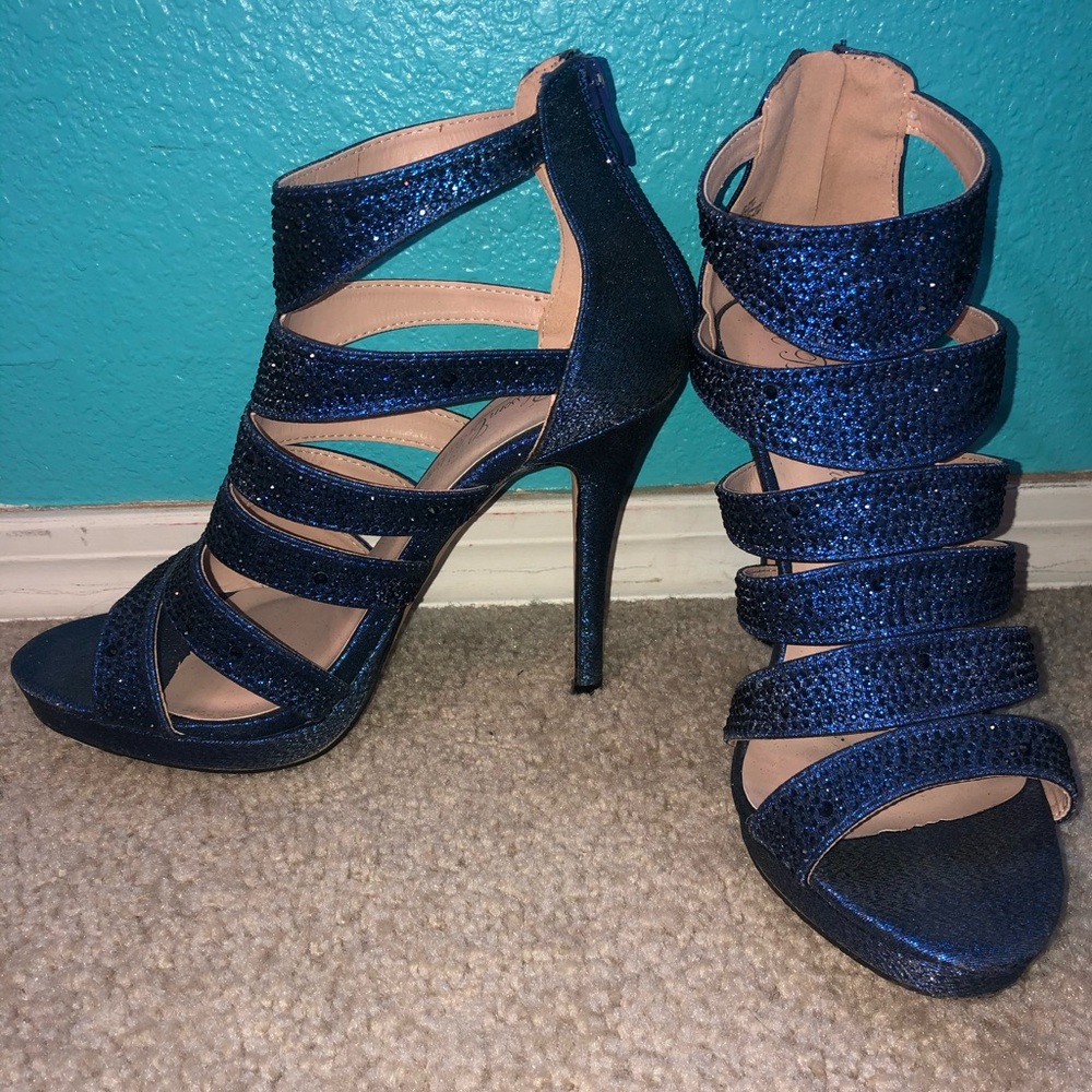 De Blossoms Collection Blue Stiletto Heels 7 1/2 - Picture 5 of 6